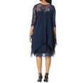 thumbnail image 3 of DYMADE Women Lace Spliced Half Sleeve Round Neck Elegant Asymmetrical Dresses, 3 of 3