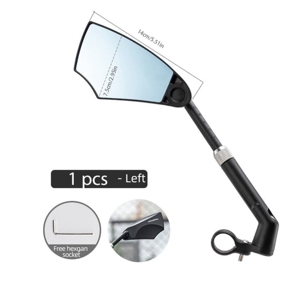 ROCKBROS Bike Handlebar Mirror Adjustable Anti-Glare/Lens Scratch Resistant/360 Degree Flat Rotation Fit 21-24mm Handlebar