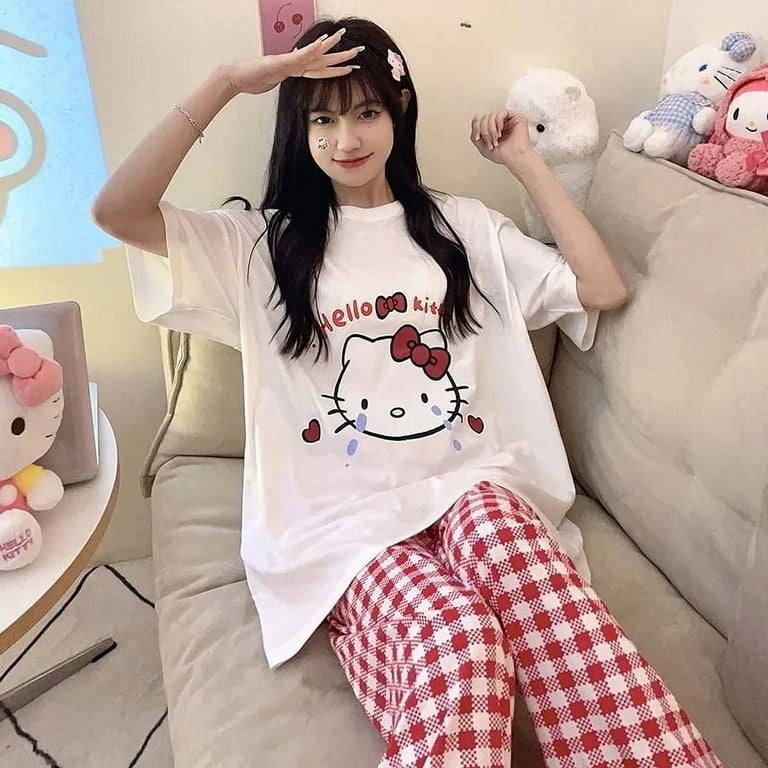 2023 Sanrio Hello Kitty Pachacco Top Pyjama Vêtements De Nuit Pantalons  Shorts Casual Loose Ins Anime Kawaii Mignon Doux Été Pyjama Femme