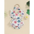thumbnail image 2 of Bagilaanoe Newborn Baby Girl Summer Rompers Flower Print Fly Sleeve Bodysuits + Hairband 3M 6M 12M 18M Infant One Piece Jumpsuit, 2 of 6