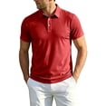thumbnail image 2 of Trgacdwlo Ice Silk Mens Polo Shirts Quick Dry Cooling Short Sleeve Workout Shirts for Men Collared Sun Protection Men's Golf Shirts Red L, 2 of 7