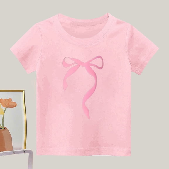 Kids Boys Girls T-Shirt Letter Printed Short Sleeve Tops Crew Neck Loose Fit Blouse Solid Color Summer Tops Dressy Breathable Shirts Comfy Going Out Top Pink 13-14 Years