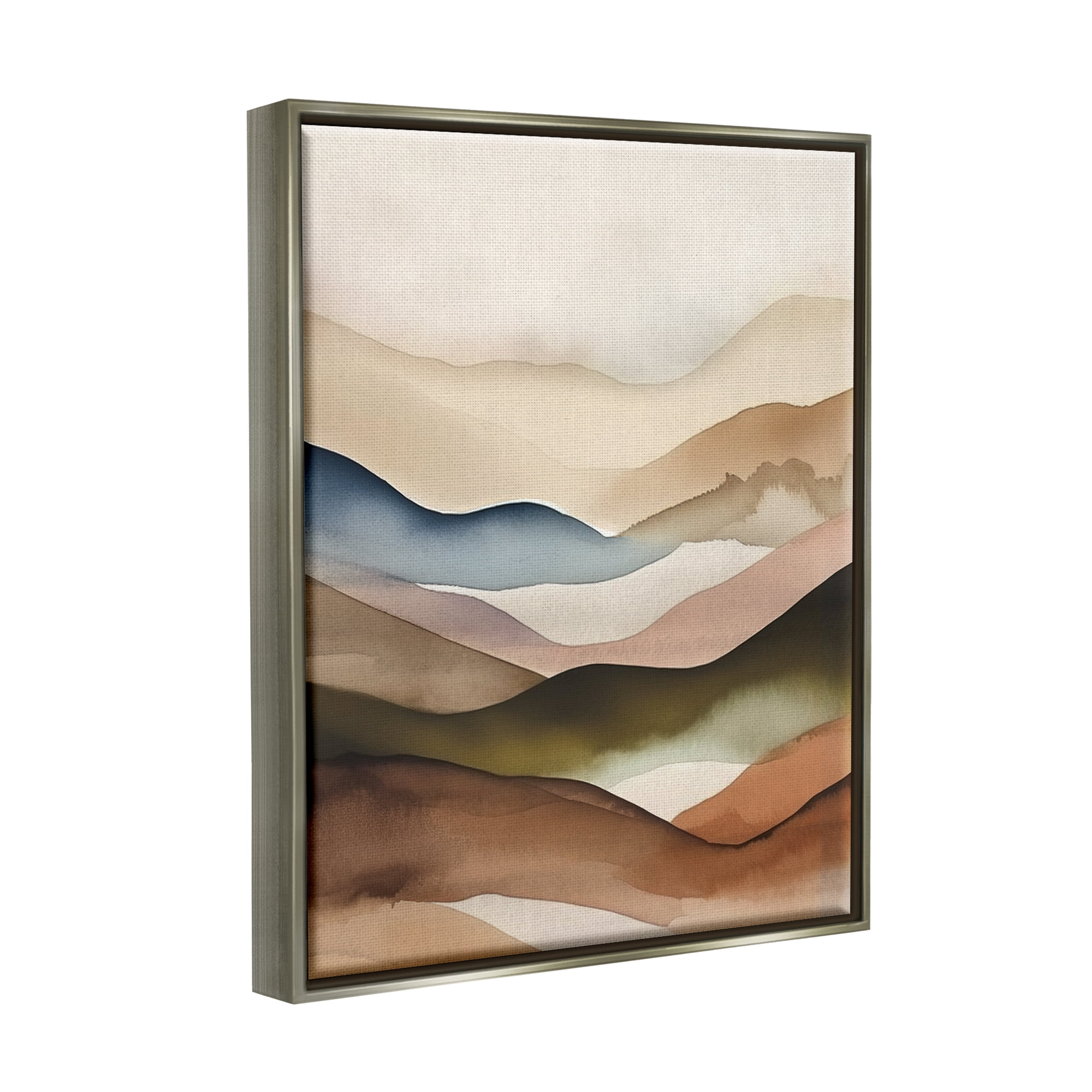 Stupell Industries Abstract Mountain Range Landscape Painting Gray Floater Framed Canvas Art Print Wall Art, 17 x 21