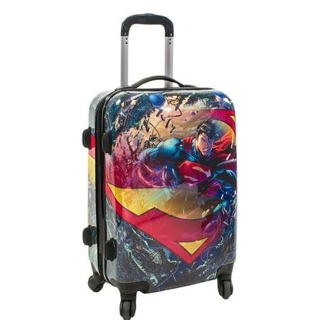 DC Comics Superman 21 Inch Spinner Rolling Luggage Suitcase, Upright ABS Plastic Hard