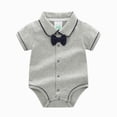 thumbnail image 5 of Baby Onesies Boy Bow Short Sleeve Romper Bodysuit Newborn Banquet Wedding Jumpsuit Clothes, 5 of 9