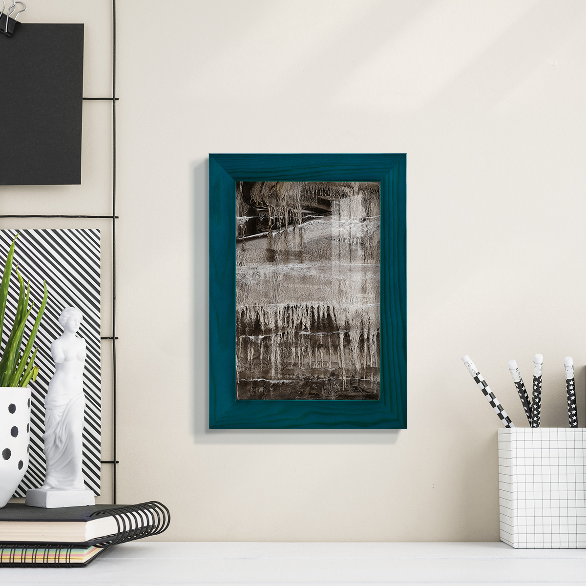 Continuum IV -Framed Print w/glass-Ocean Blue