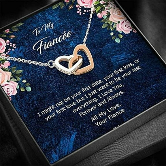 Fiancee Necklace Gift, Fiance Gift, Engagement Gift, Valentines Gift, Wife Birthday, Engaged, Christmas Gift, Bridal Shower, Interlocking Hearts Necklace I love you forever and always
