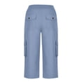 thumbnail image 5 of Linen Pants Women Elastic High Waisted Straight Leg Lace Hem Pants Casual Slacks Summer Beach Vacation Trousers with Pockets, 5 of 7