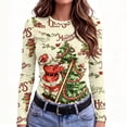 thumbnail image 5 of Slim Fit Women's Christmas Shirt Long Sleeve Crew Neck Holiday Graphic Tee for Festive Party Casual Everyday Wear, 5 of 7
