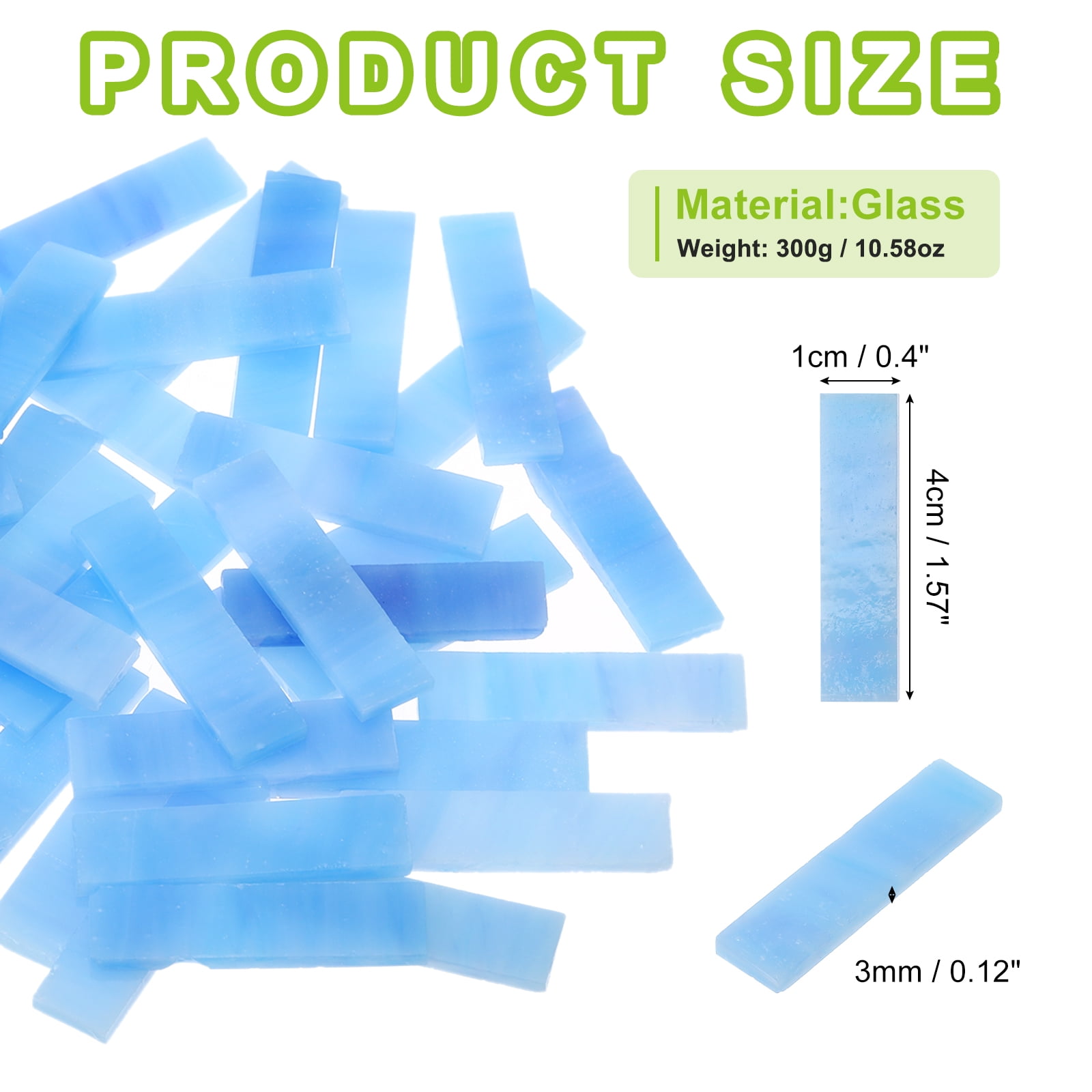 Stained Glass Strip, Sky Blue Mosaic Tiles 300g/10.58 oz