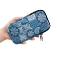 thumbnail image 2 of SEANATIVE Portable Sunglasses Case Neoprene Eyeglasses Pouch with Zipper, Dual Compartment Glasee Pouch Protective Eyewear Case Multifunctional Glasses Bag, Paisley Flower Patchwork Print Blue, 2 of 7