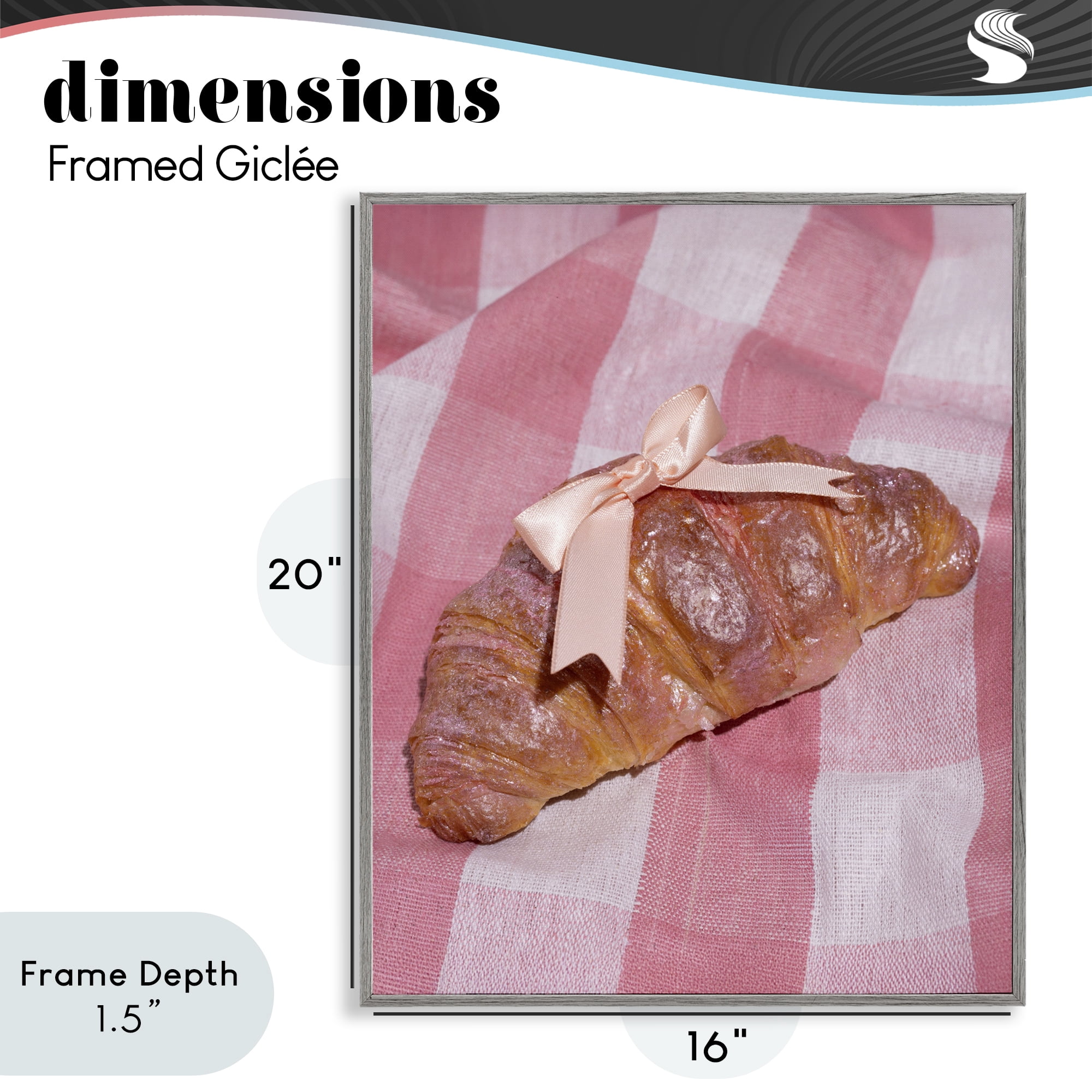 Stupell Industries Glam Ribbon Croissant Gray Framed Giclee Art, design by LISH Creative