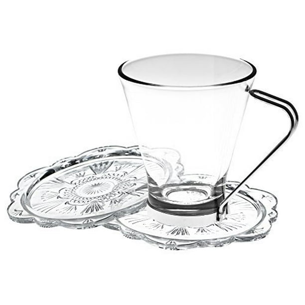 Bezrat Set of 6 Bezrat Luxury Espresso Glass 7 Oz Coffee Cups with