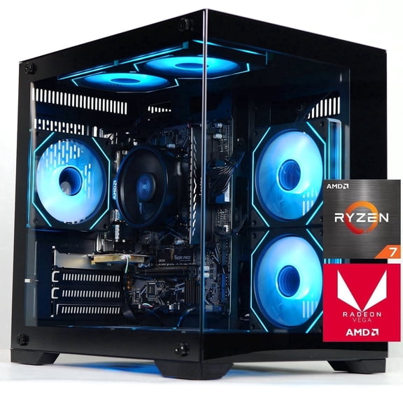 ICEWOLF Gaming Desktop PC AMD Ryzen 7 5700G Radeon Vega Graphics,16GB Ram 1TB SSD,WIFI BT Argb Fans Win 11 Pro