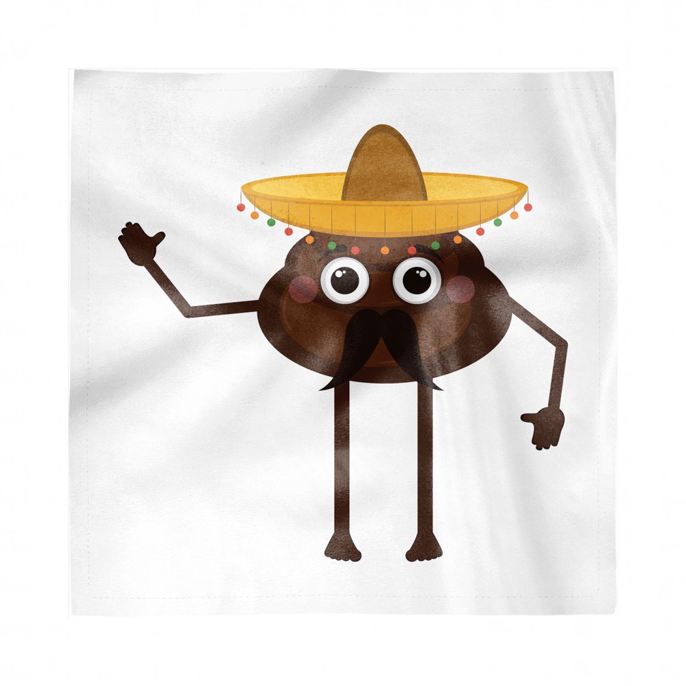 Poop Emoji Decorative Satin Napkins Set of 4, Funny Cartoon Mexican
