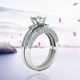 thumbnail image 3 of Square  Couple Ring Set Two Ladies Pair Ring Alloy Square Zirconia Ring Wedding Ring, 3 of 5