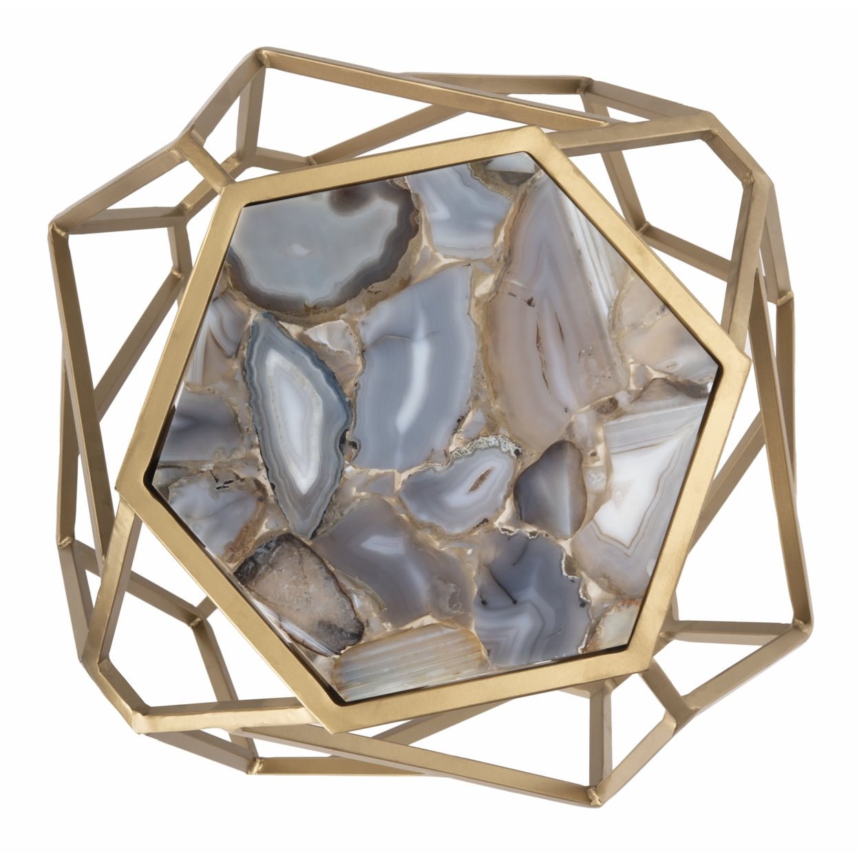 SAFAVIEH Ava Modern Glam Geometric Accent Table, Multi/Gold