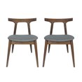 thumbnail image 2 of Noble House Currant Fabric Upholstered Dining Chairs, Set of 2, Walnut and Gray, 2 of 8