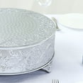 thumbnail image 4 of BalsaCircle 14" Silver Round Embossed Cake Stand Riser Wedding Dessert Display Pedestal Riser Centerpieces, 4 of 6
