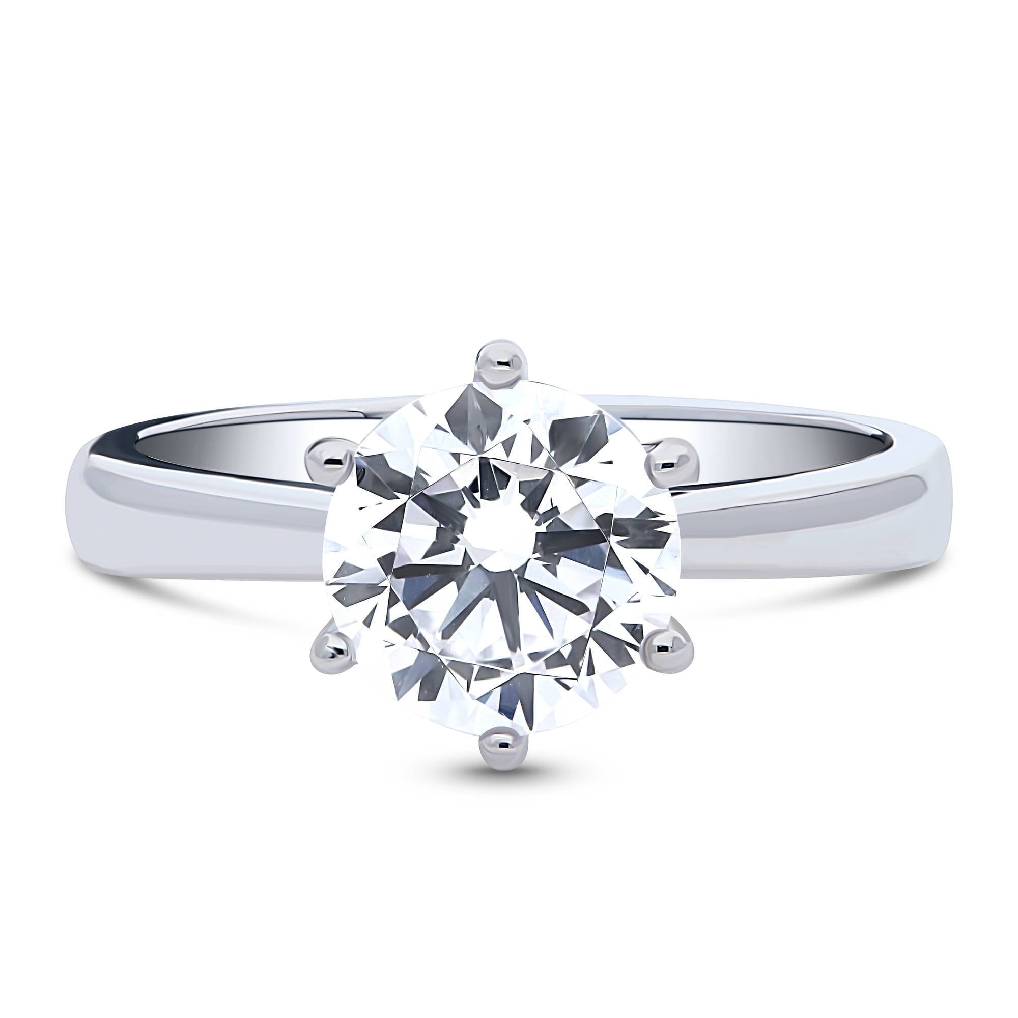 BERRICLE Sterling Silver Solitaire Wedding Engagement Rings 2 Carat Round Cut Cubic Zirconia CZ Promise Ring for Women, Rhodium Plated Size 5