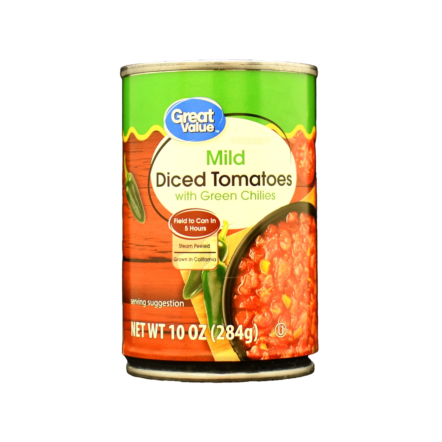Great Value Mild Diced Tomatoes with Green Chilies, 10 Oz