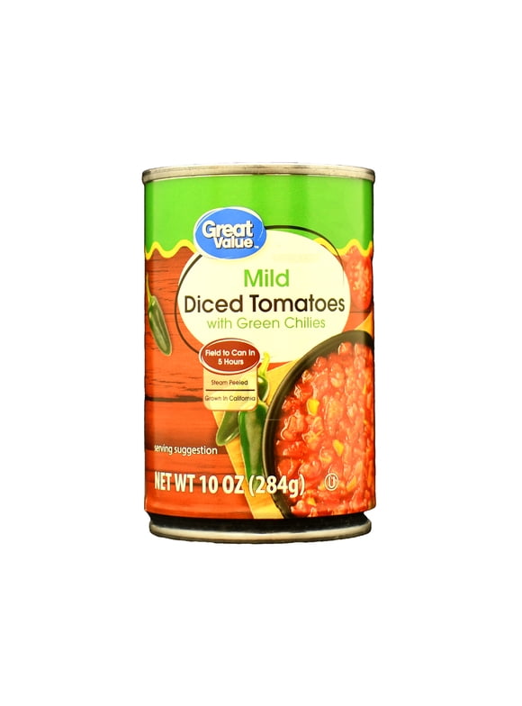 Great Value Mild Diced Tomatoes with Green Chilies, 10 Oz