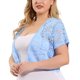 thumbnail image 1 of Women's Plus Size Shrug Cardigan Lace Allover Open Front Short Sleeve Crop Bolero Jacket Light Blue 4X, 1 of 7