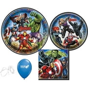 Marvel Avengers Superhero Party Supply Bundle with Plates, Cake Plates, and Napkins for 8 Guests