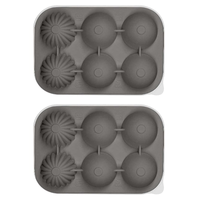 Silicone Molds 6 Cavity Ice Molds With Flower Round Shapes Release Reusable Ice Cream For Homemade Popsicles
