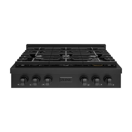 ZLINE 36 in. Paramount Gas Rangetop with 6 Burners and Porcelain Cooktop in Black Stainless Steel (SRTB-36)