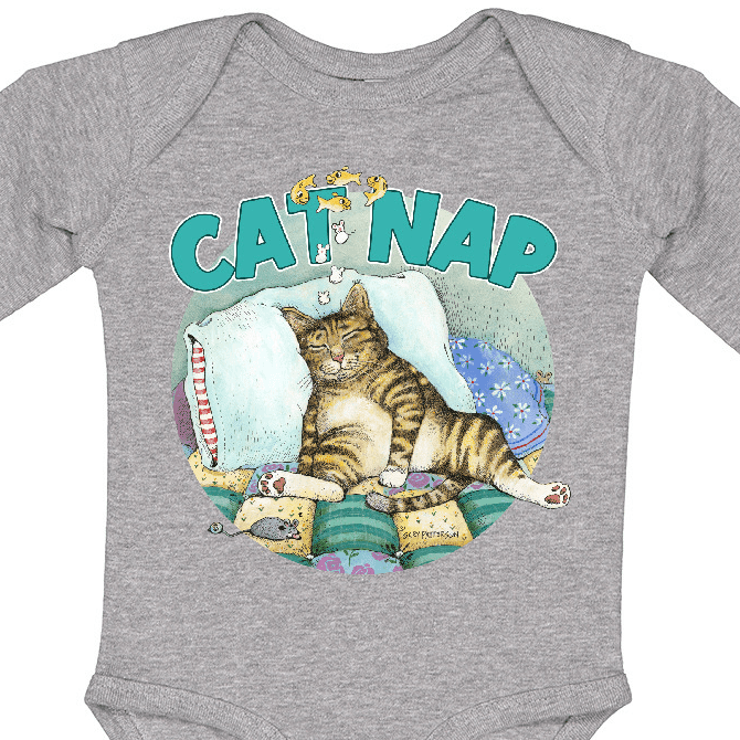 Inktastic Cat Nap Cute Sleeping Cat Boys or Girls Long Sleeve Baby Bodysuit