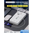thumbnail image 4 of JOUALY 19-in-1Compact Power Strip, Surge Protector with 13 Wide Spaced AC Outlets & 6 USB Ports(3A3C), Flat Plug 5FT Cord, FCC Certified USB Charging Station for Home Office Dorm Travel, white, 4 of 5
