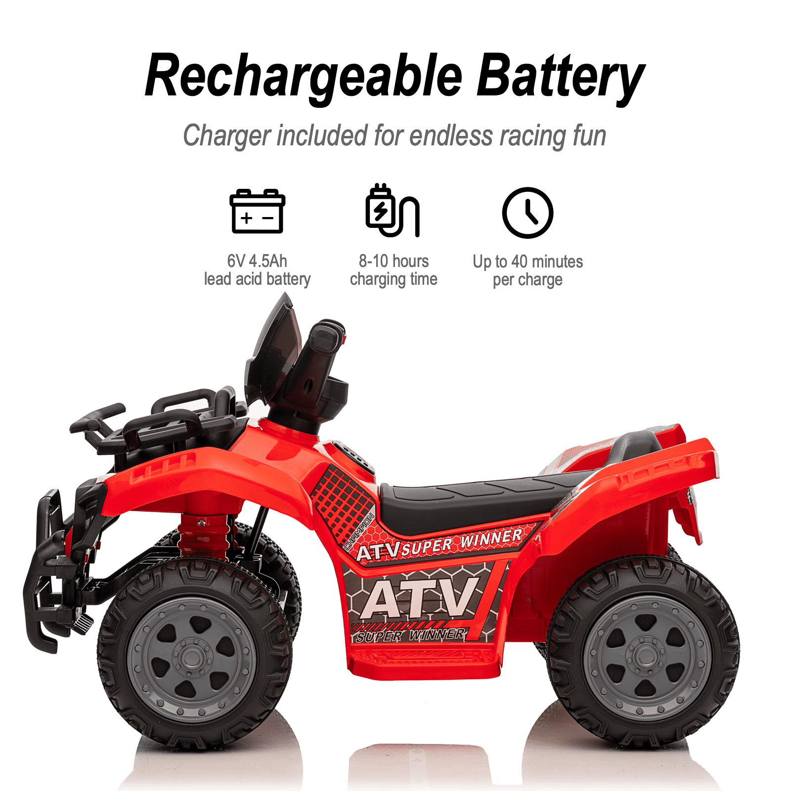 Hikiddo 6V Ride-on Toy for Toddlers, Kids ATV 4 Wheeler for 1-3 Boys & Girls with Music - Red