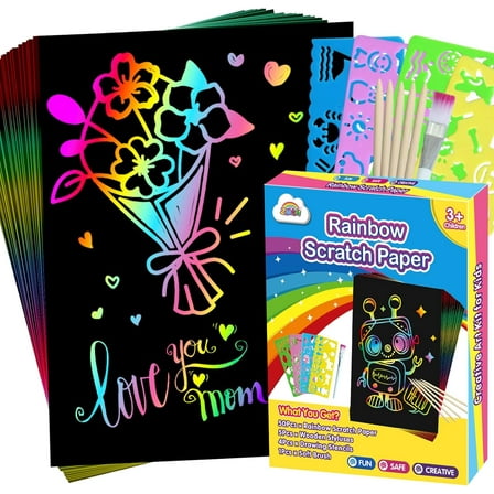 ZMLM Easter Basket Essentials, 60PCS Rainbow Scratch Paper Art Boys Gifts for Girls Boys Ages 4-8 8-12, Easter Basket Stuffers for Kids Birthday Toys and Games Activities Gift (Blue)