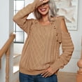 thumbnail image 5 of AherBiu Women off Shoulder Sweaters Scoop Neck Long Sleeve Loose Ribble Knit Jumper Tops Pullover Solid Color, 5 of 5