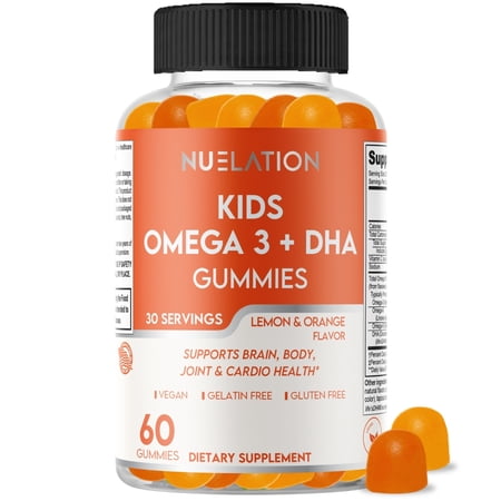 NUELATION Omega 3 DHA Gummies for Kids, Vegan, Gelatin-Free, Non-GMO, 60 Count