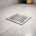 thumbnail image 6 of Stainless Steel 4 in. Square Shower Drain, Geometric Square Grate, 304 Stainless Steel, Debris Basket Included, 6 of 11