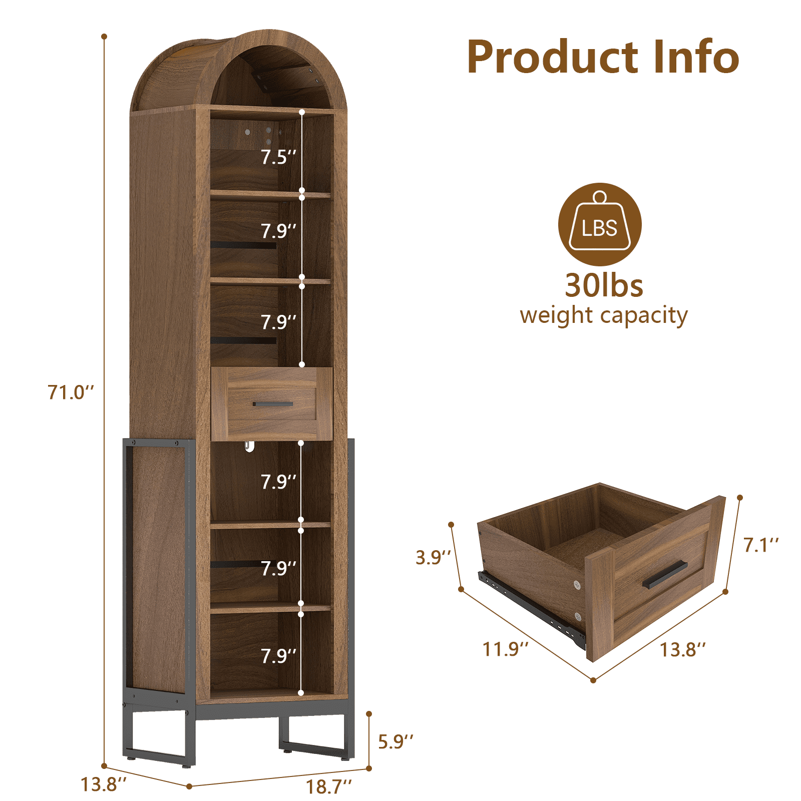 ELECWISH Shoe Storage Cabinet with Adjustable Shelves, 7 Tier Shoe Rack with Large Drawer, Tall Freestanding Shoe Organizer Cabinet for Entryway Hallway Living Room