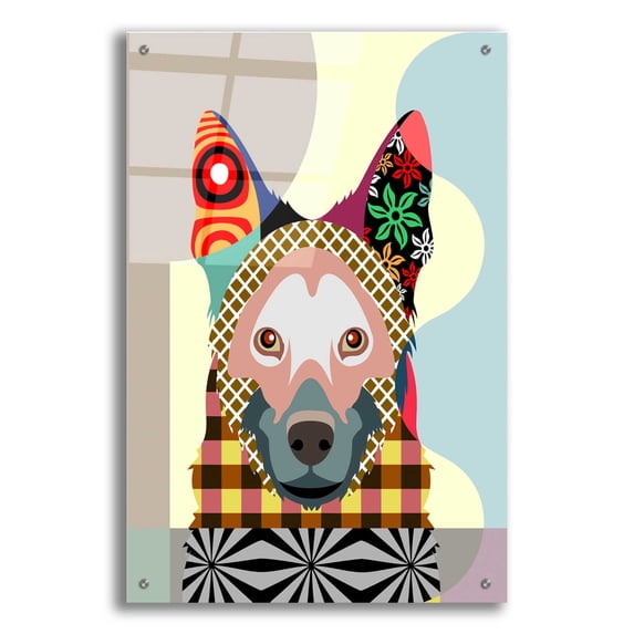 Epic Art 'German Shepherd' by Lanre Adefioyue, Acrylic Glass Wall Art, 24"x36"