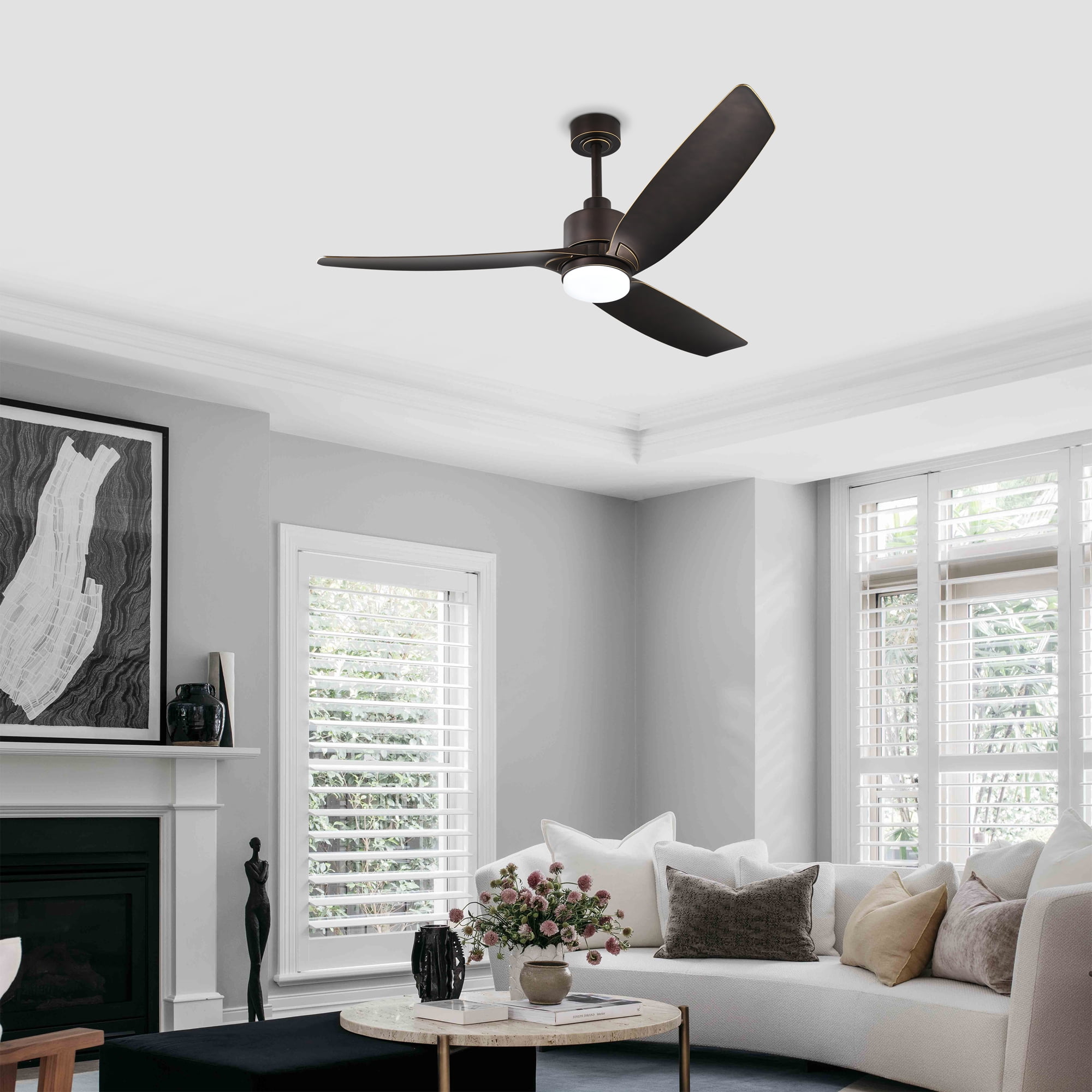 Heshor 56 in. 1-Light Indoor Oil-Rubbed Bronze Finish Ceiling Fan with Light Kit
