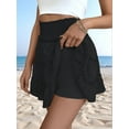 thumbnail image 4 of Womens Summer Flowy High Waist Ruffle Casual Cute Boho Beach Short Skirts Built-in Shorts Black XL, 4 of 9