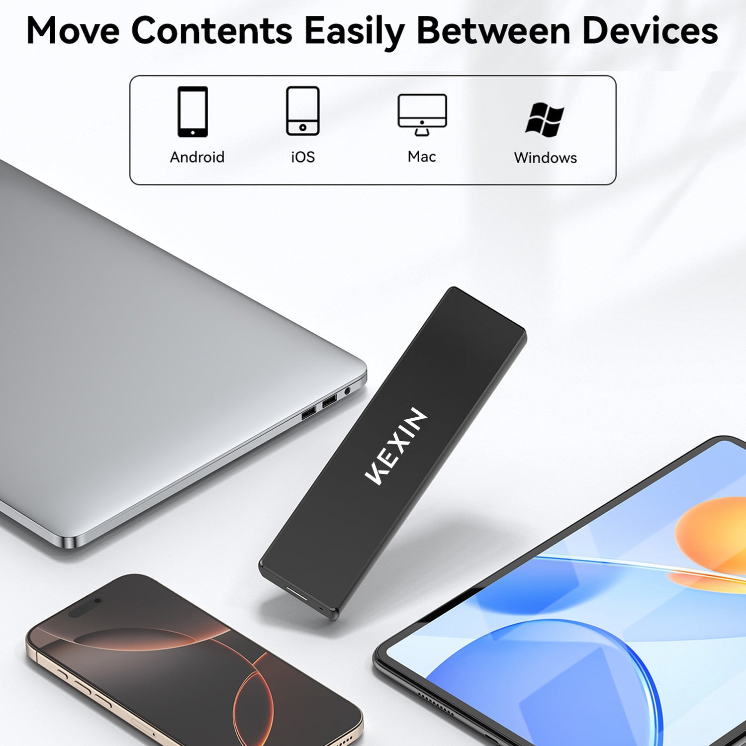 KEXIN 500G Portable SSD, External Hard Drive - Up to 1050MB/s,USB 3.2 Gen2 High Speed Game Drive ,Compatible with PS4/ Windows/Mac,Black