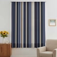 thumbnail image 3 of Blue and Brown Geometric Stripe Pattern Sheer Curtains 45 Inches Long, Light Filering Curtains, Breathable Simi Curtain Privacy Drapes for Kitchen Bathroom Lightweight Small Window Treatment, 3 of 9