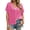 Rose red, variant on Short Sleeved Oversized Women Solid V-neck Casual Loose Knit Sweater Lightweight Button Tops