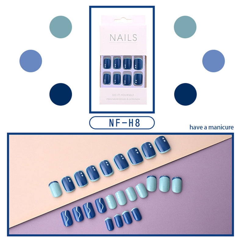 Set of 24 Short Nail Piece Sweet & Fresh Style False Acrylic Nails with