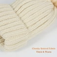 thumbnail image 3 of Muryobao Womens Winter Beanie Hat Warm Silk Satin Lined Cuffed Cable Knit Hat with Detachable Pom Ski Skull Cap Beige, 3 of 7
