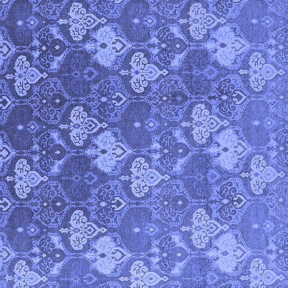 Ahgly Company Machine Washable Indoor Square Oriental Blue Industrial Area Rugs, 8' Square