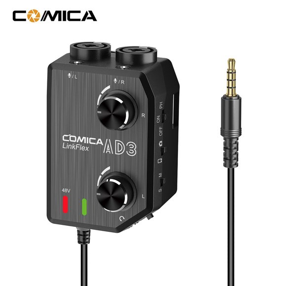 CoMica LINKFLEX AD3 Mélangeur / Adaptateur / Interface Audio Préampli Deux Canaux XLR/3.5mm/6.35mm-3.5mm pour Appareils Photo Reflex 3.5mm et Téléphone Intelligent