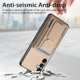 thumbnail image 4 of SaniMore for Samsung Galaxy A15 Case, PU Leather Carbon Fibre Anti-scratch Adjustable Stand Card Slots [RFID Blocking] Shockproof Anti-fall Anti-fingerprint Wallet Shell for Men Women, Khaki, 4 of 10