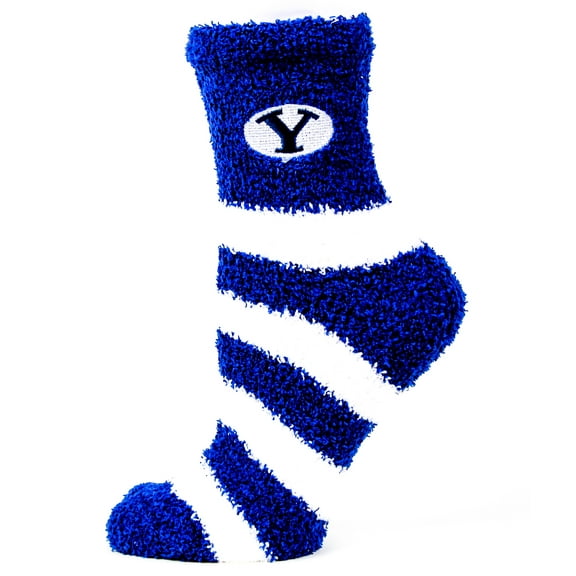 BYU Cougars Striped Fuzzy Sock - Donegal Bay - Unisex - One Size - Ankle